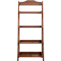 振林ZHURLINS胡桃木全实木书架置物架北欧多层梯形儿童收纳架落地简易简约花架搁板置物架