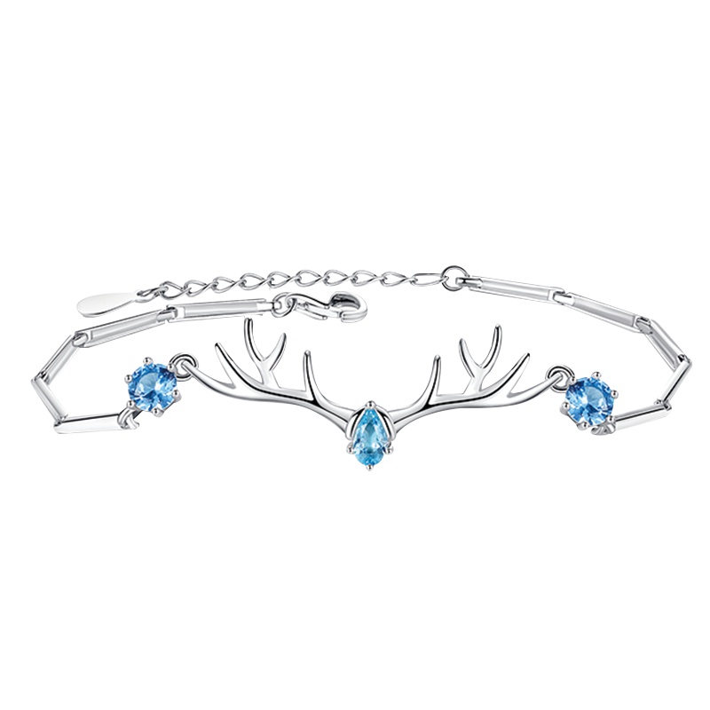 依帝魅银手链足银时尚手链饰品S925一路有你鹿手链女纯银ins小众设计手饰情侣闺蜜手镯生日礼物