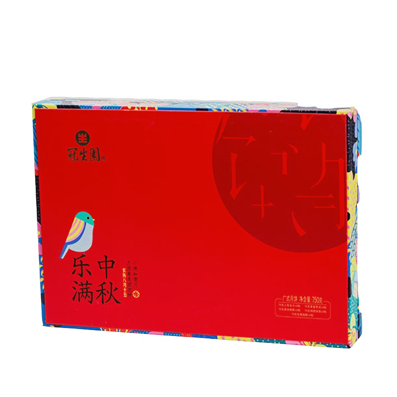 上海冠生园乐满中秋广式月饼礼盒 8粒750g 上等豆沙 香蜜枣泥 香浓椰蓉 相思抹茶