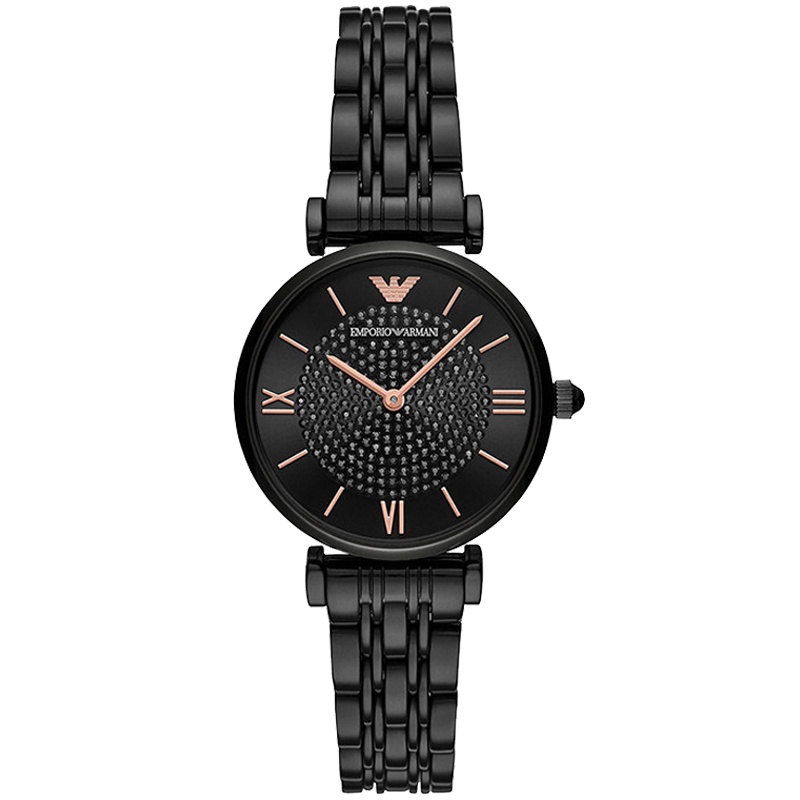 阿玛尼(EMPORIO ARMANI)手表女欧美品牌 佟丽娅同款新款满天星ins风黑天鹅石英表 女 AR11245