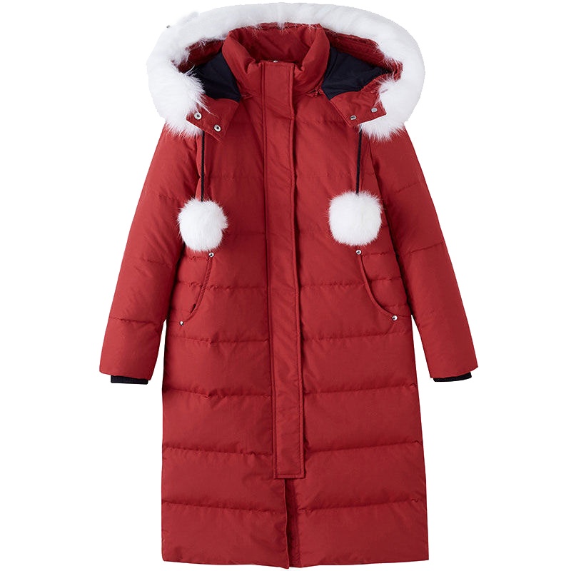 上新拉夏贝尔Puella冬季新款韩版纯色加厚显瘦羽绒服中长款女20012253