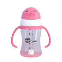 伊斯卡尔(Easy Care)学饮杯婴儿防漏防呛ppsu吸管杯宝宝水杯儿童喝水杯粉色260ml