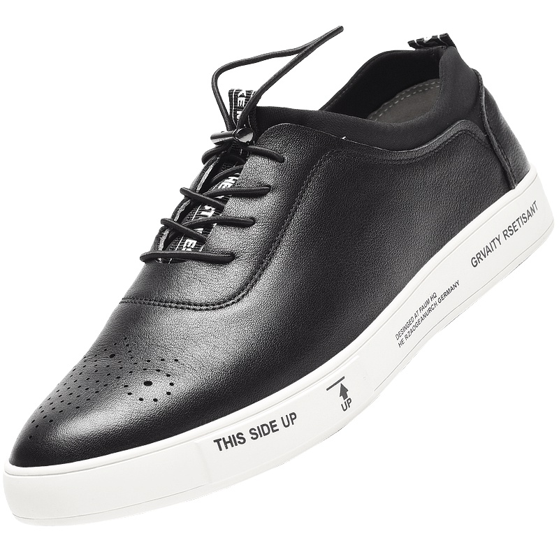 奥康皮鞋男士休闲板鞋低帮休闲防滑布洛克潮流板鞋子