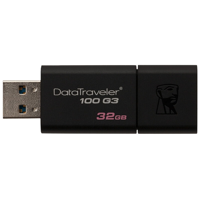 金士顿（Kingston） DT100G3 32GB USB3.0 U盘 黑色 滑盖设计 时尚便利 单个装