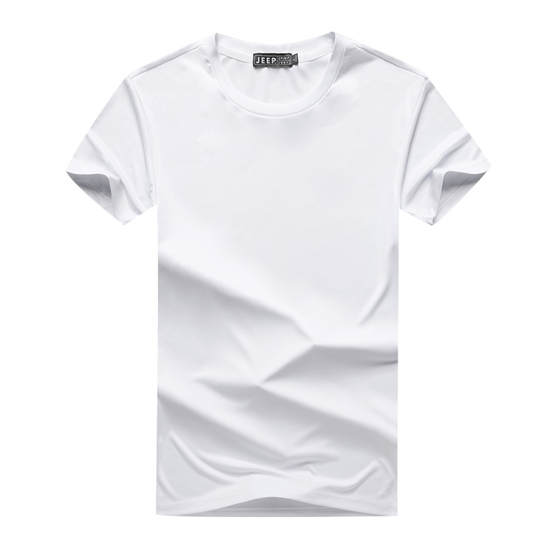 JEEP吉普男士短袖t恤纯色夏季体桖潮流白色半袖打底衫衣服夏天薄款圆领简约透气休闲运动男装