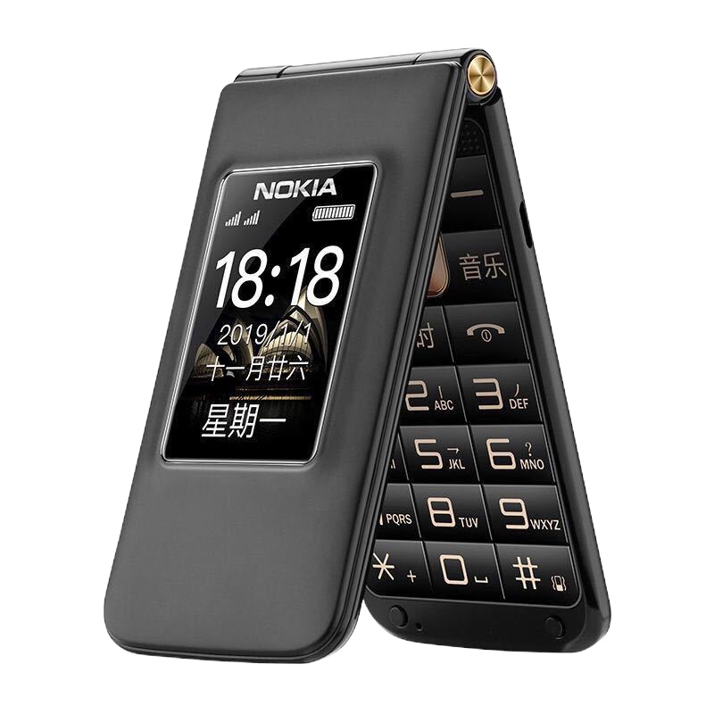 十里 翻盖老人机双屏手机移动联通4g电信老人手机超长待机大字体老年机 黑色 移动4G联通2G