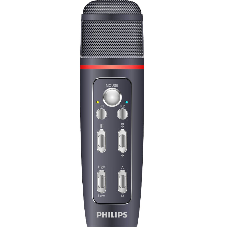 飞利浦（Philips）VTR5160多功能麦克风全民k歌唱吧喊麦声卡语音转文本录音 黑色