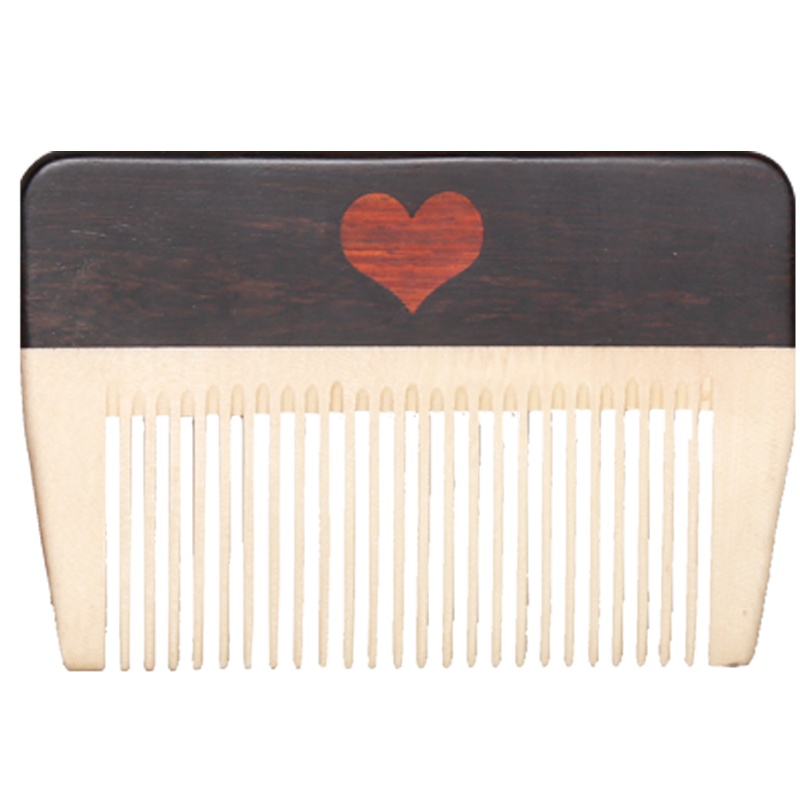周广胜木梳檀木梳女家用拼接便携细齿小木梳随身小巧刻字礼盒包装