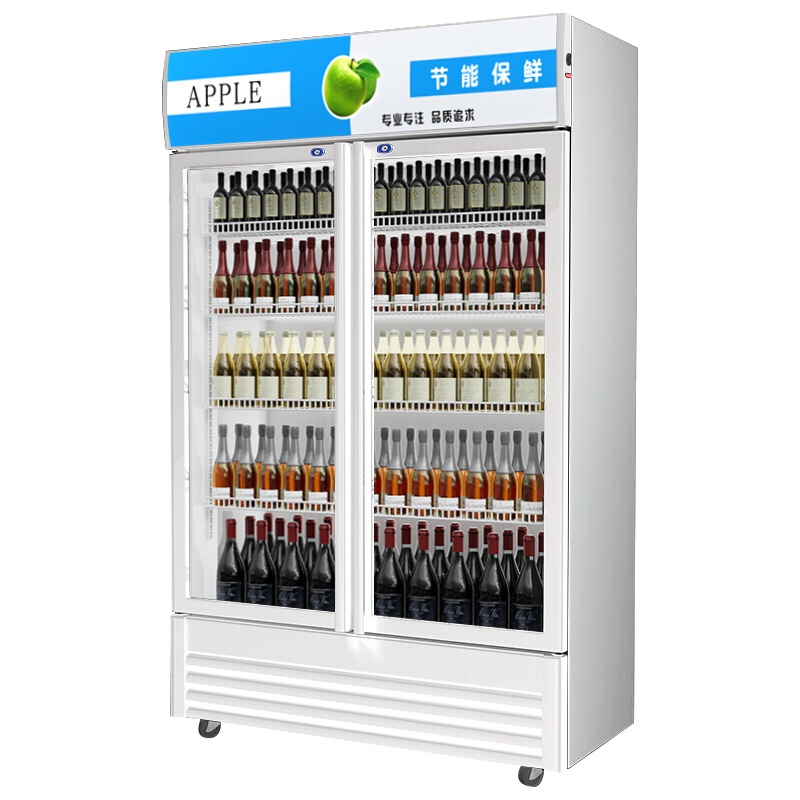 希冷(XILEN)展示柜冷藏饮料柜商用水果保鲜柜超市冰箱立式便利店冰柜啤酒柜单门双门三门直冷风冷 双门红黑色 直冷