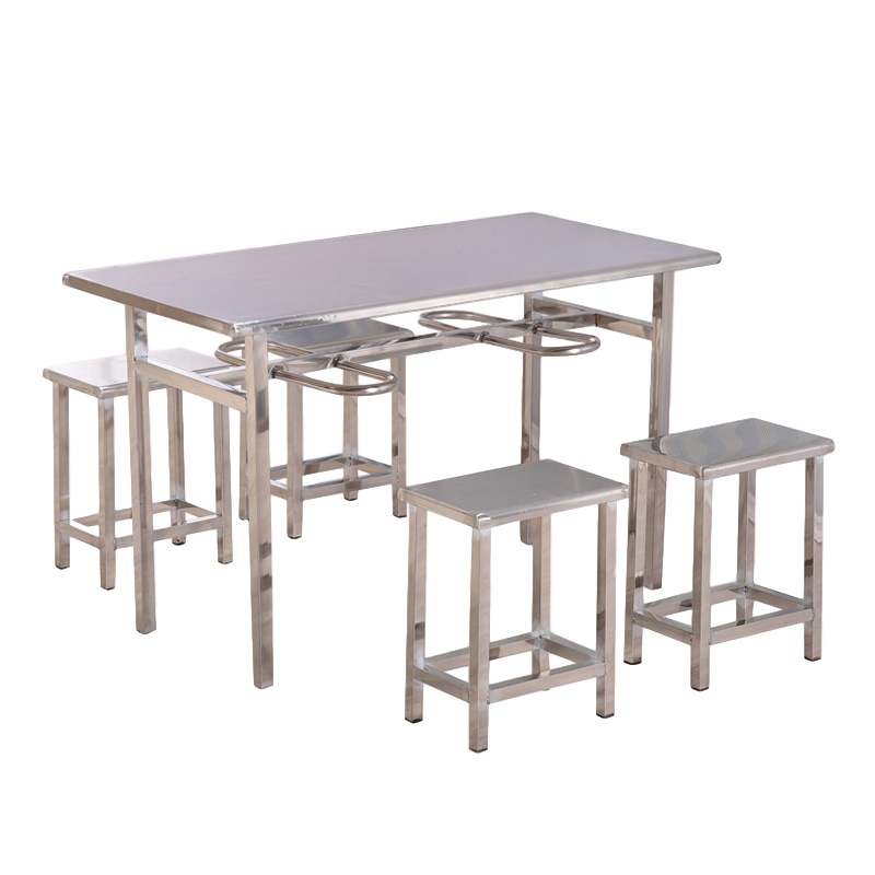 逐鹿中原餐桌椅挂凳台组合食堂餐桌椅4人位不锈钢XS911挂凳餐桌椅组合