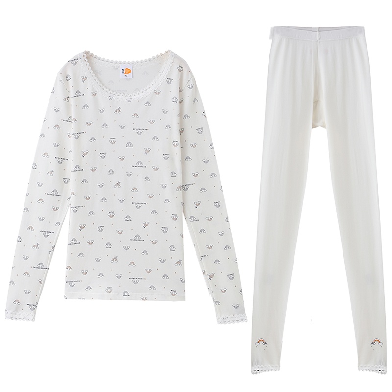 都市丽人时尚百搭薄款贴身打底秋衣秋裤女士保暖内衣套装1W9103