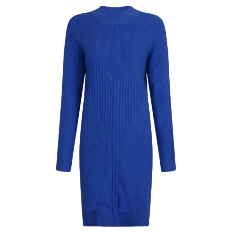 【福利款】拉夏贝尔冬款高领打底中长款针织长袖连衣裙