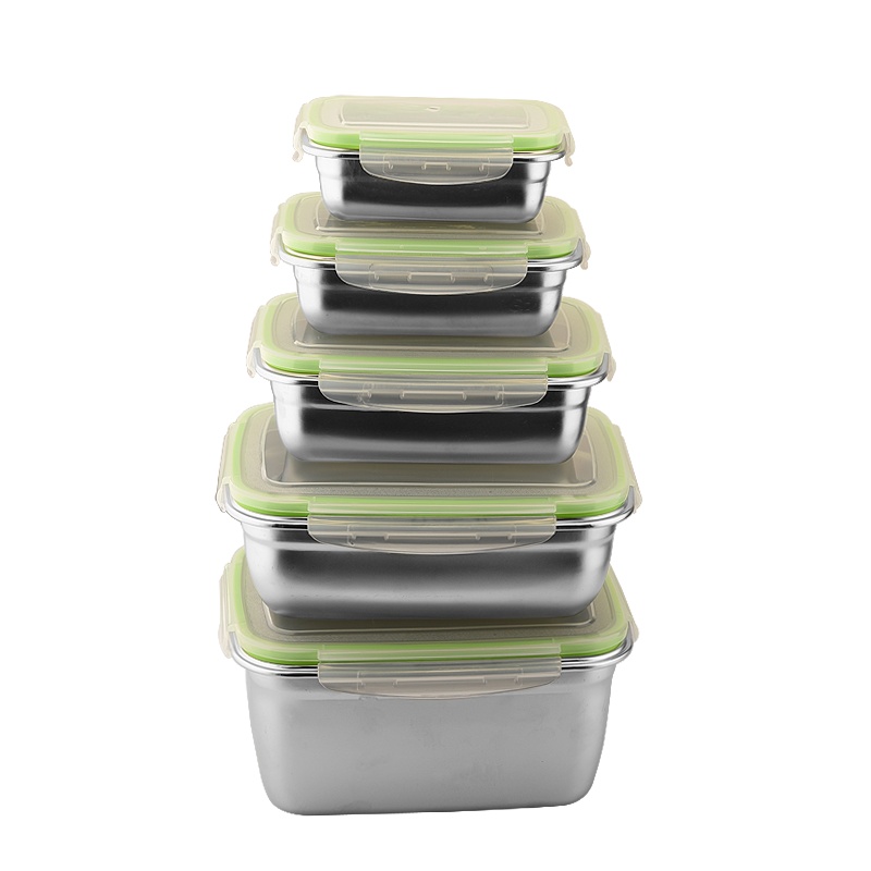 304不锈钢饭盒厨房保鲜盒带盖餐盒密封防漏辅食碗上班族便当盒