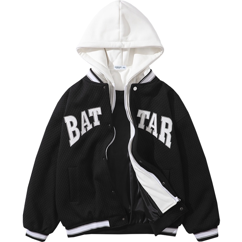 DEBRAND假两件开衫卫衣男春秋宽松港风潮牌连帽情侣外套潮流百搭