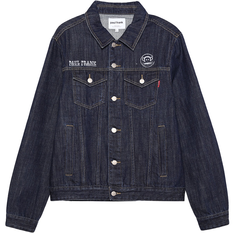 Paul Frank/大嘴猴新款牛仔外套男秋装上衣韩版潮流卡通刺绣