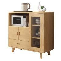 一米色彩 餐边柜 北欧实木微波炉柜子餐厅收纳柜碗柜玻璃酒柜原木 餐厅家具