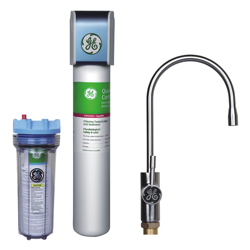 [母婴通用]美国通用(GE)净水器VIR3000 家用厨下式直饮净水机不插电无废水 99.99%除细菌 厨房自来水过滤器