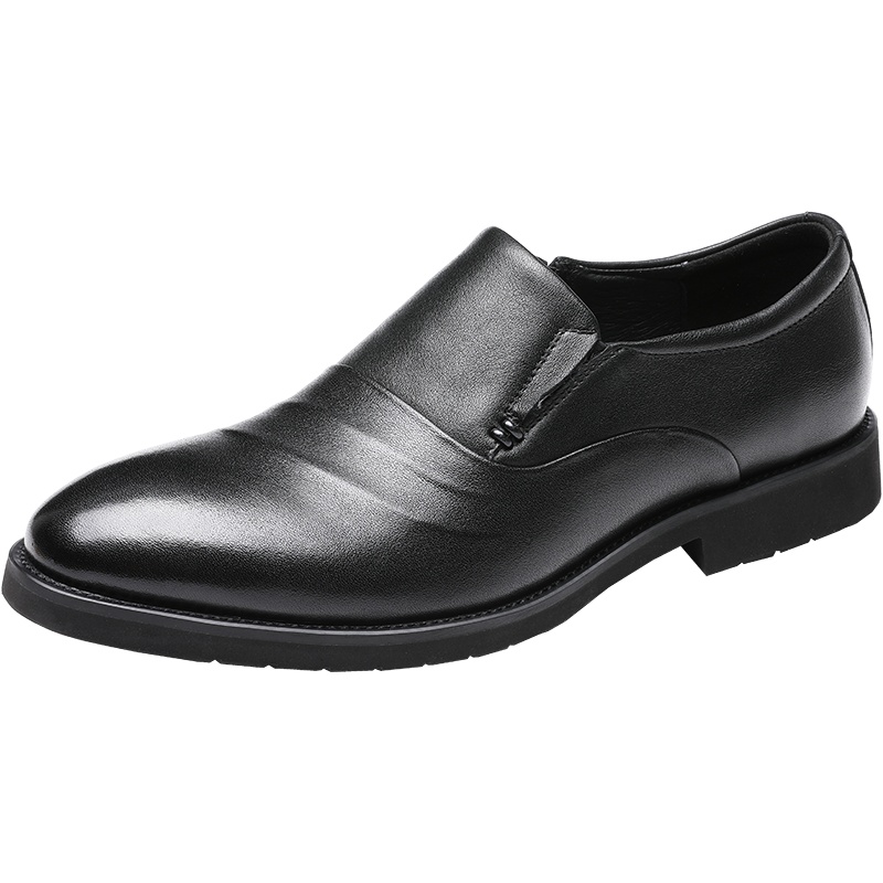 红蜻蜓男鞋冬季新款头层牛皮商务休闲皮鞋英伦一脚蹬套脚鞋子