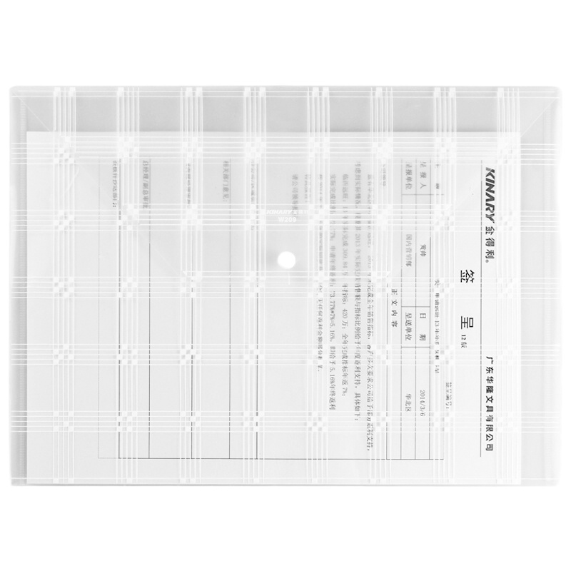 金得利(KINARY)W209A4按扣文件袋资料袋透明 5个一套