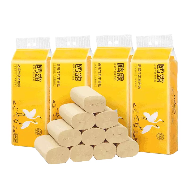 鸥露 本色竹浆无芯卷纸三层58g 单卷卫生纸