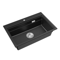 箭牌(ARROW)厨盆水槽石英石纳米单槽 洗碗池 水槽单槽 洗菜盆 黑色石英石水槽单槽