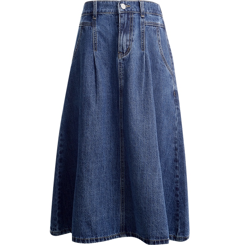 OUNIXUE欧昵雪 | [宽松牛仔A字裙]休闲过膝裙子高腰中裙显瘦女士半身裙