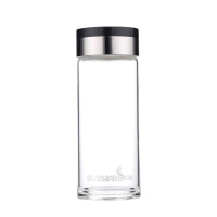 富光单层玻璃杯泡茶缸子车载家用透明圆形带盖防漏男女水杯350ml[258款]