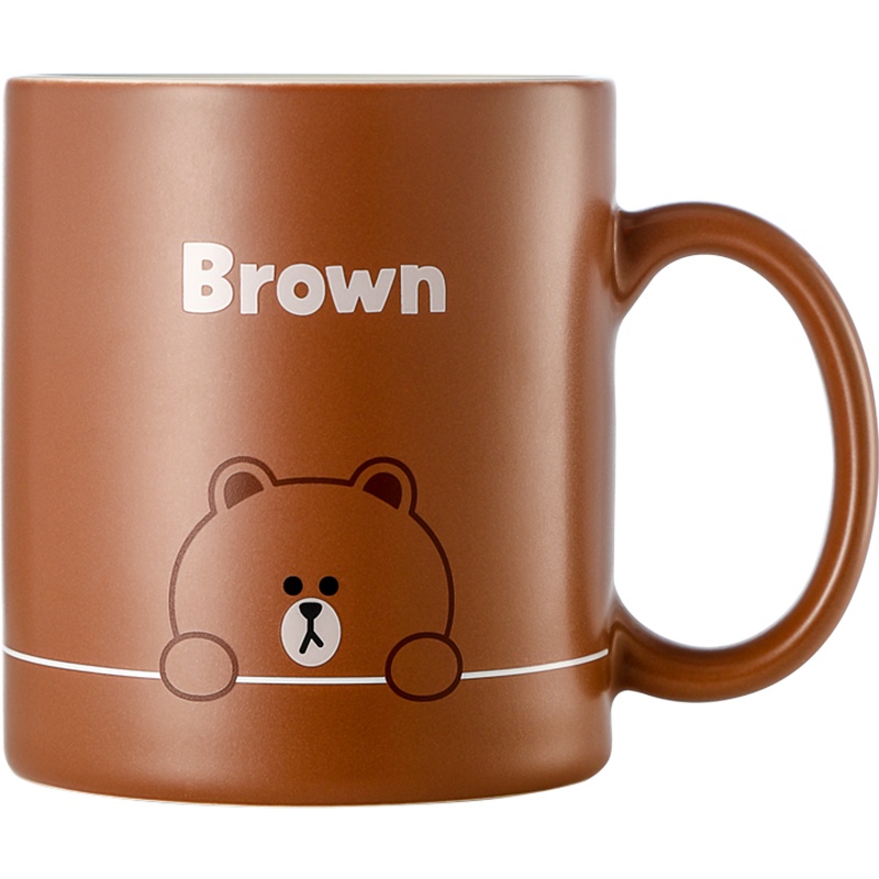 瑞幸咖啡&LINE FRIENDS联名款可爱陶瓷马克杯情侣水杯(Brown)
