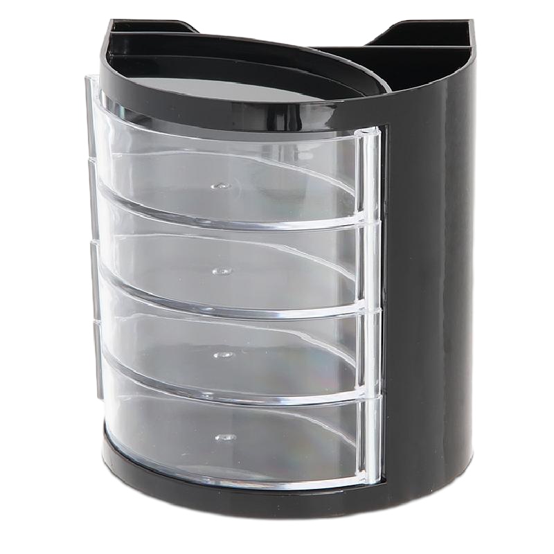 得力9133多功能笔筒(黑)(只)桌面简约个性收纳盒笔桶摆件