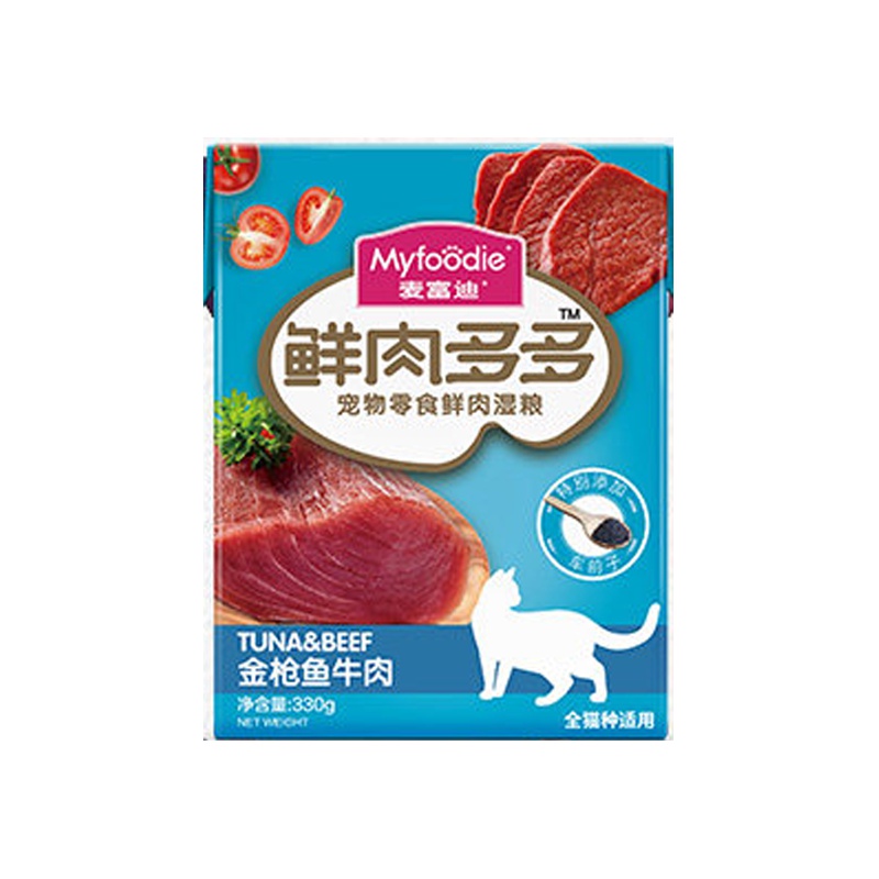 麦富迪宠物零食鲜肉湿粮鲜肉多多金枪鱼+牛肉330g*6成猫幼猫通用