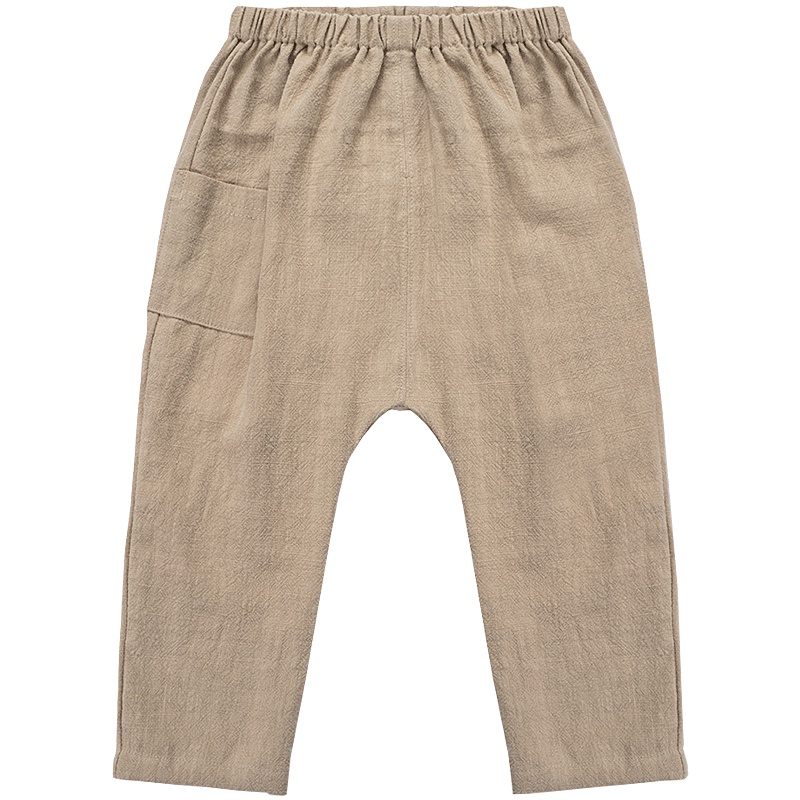 婴姿坊春秋婴幼宝宝中小童儿童修身款纯色棉麻休闲长裤 核心描述