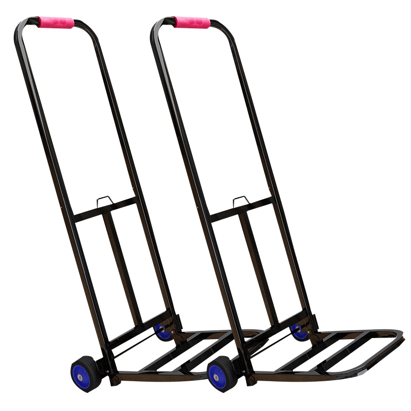 小拉车折叠便携手拉车家用小推车购物拉货拖车工具车古达搬运行李拉杆车 四轮款铝拉杆坦克轮配2号黑袋(送绳2条)