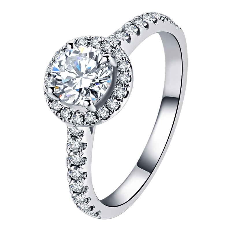 喜钻 【幸运摩天轮系列】白18K金钻石女戒群镶钻戒婚戒\求婚钻戒\结婚戒指送女友送老婆生日礼物