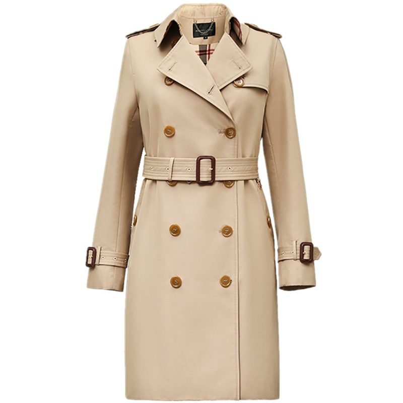 爱号中长款风衣2021年春秋新款英伦风大气宽松收腰双排扣女装外套