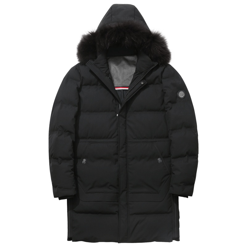 千纸鹤羽绒服男中长款2019冬季新款男士无缝连帽保暖外套男60221