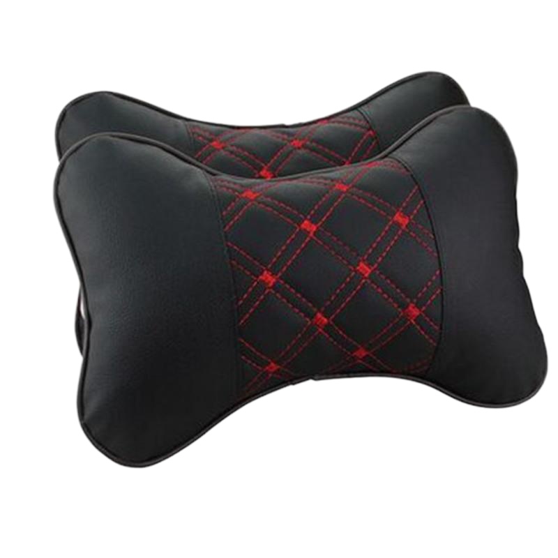 敬平汽车头枕小车护颈枕安全颈部枕头一对轿车车座靠枕劲冰丝后排头 红酒头枕一对黑红色 平