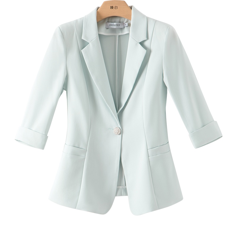 晚白2021春季新品通勤简约纯色百搭修身一粒扣职业小西装外套女