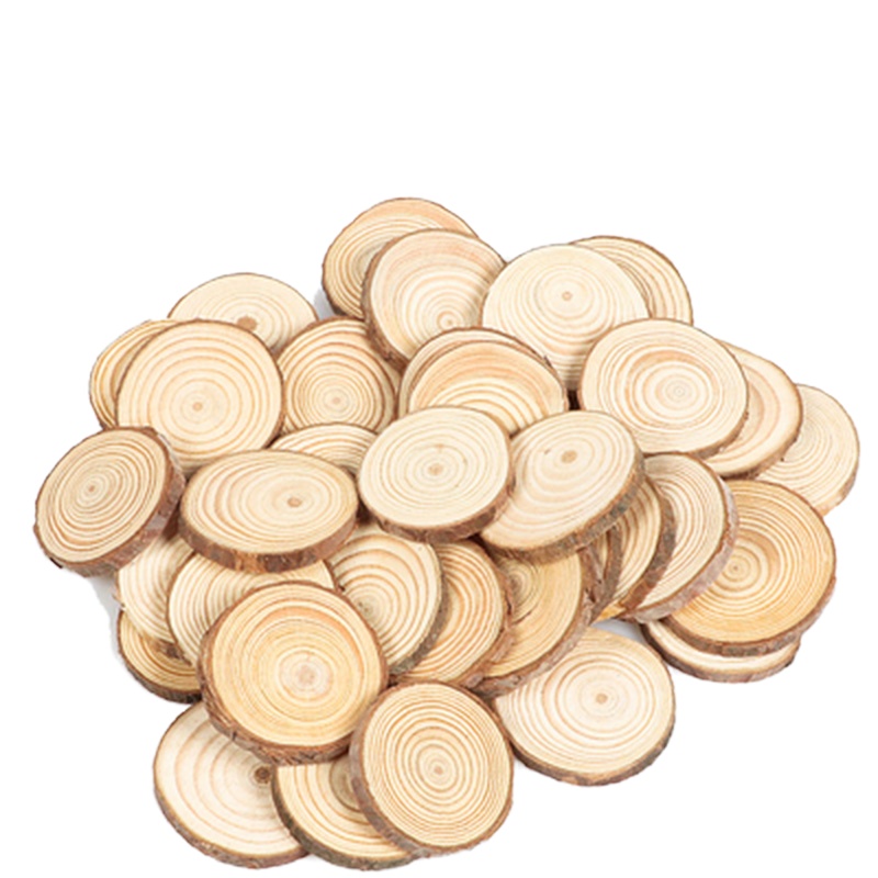 1cm厚原木片年轮diy木头片圆木片 装饰背景墙小圆实木片（40个装）
