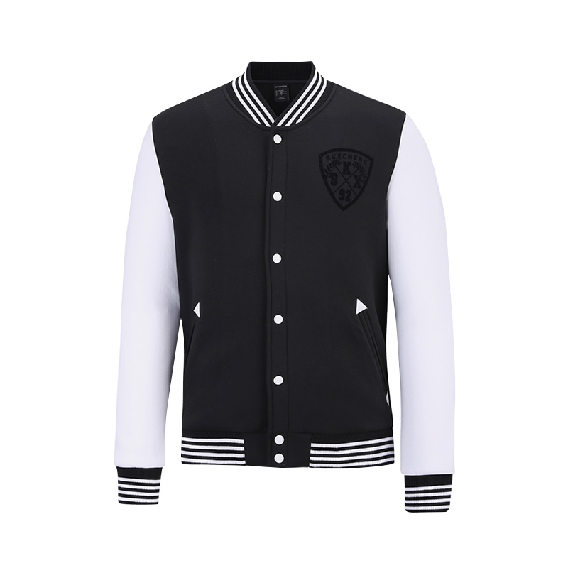 skechers斯凯奇男装针织外套 情侣款 休闲撞色棒球夹克 SAMW17527