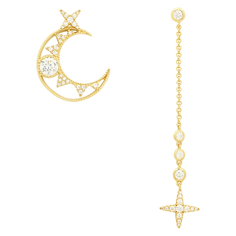 APM MONACO星月耳环2020款潮月亮耳钉甜美银饰品女友情人节 AE12392OXY金黄色