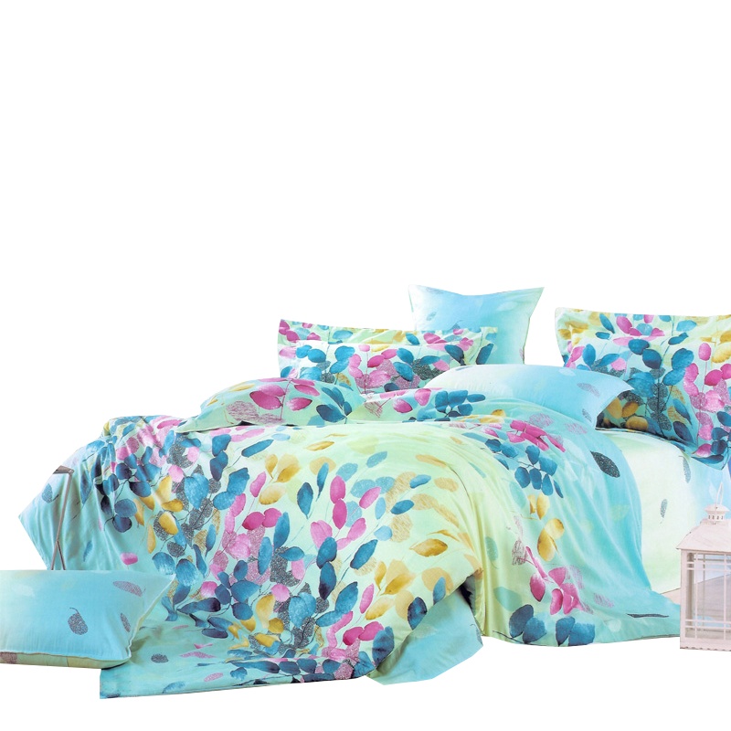 吉祥三宝(Geely Sanbo)家纺纯棉四件套全棉床品套件床上用品绗缝床单被套 相思豆 1.5m床蓝色2.0*2.3m