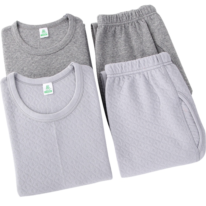 A&Bab保暖内衣套装三层夹棉圆领男女秋衣秋裤ab旗舰店/T862