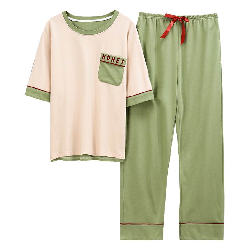 迪奥 女款家居服套装年轻套头拼接休闲柔软舒适亲肤棉质甜美可爱两件套女款