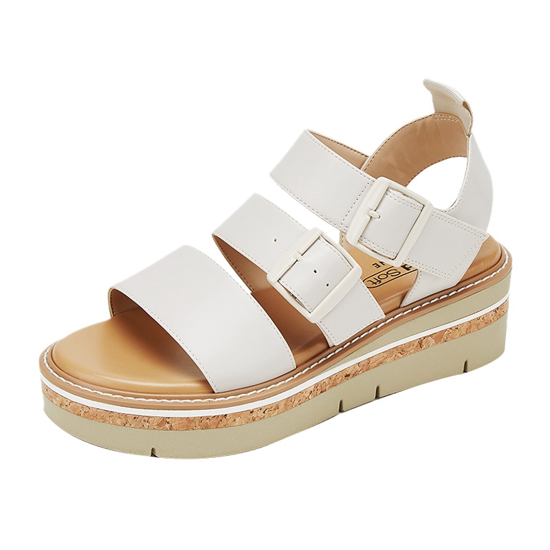 达芙妮夏季新款魔术贴休闲字母运动厚底平底凉鞋