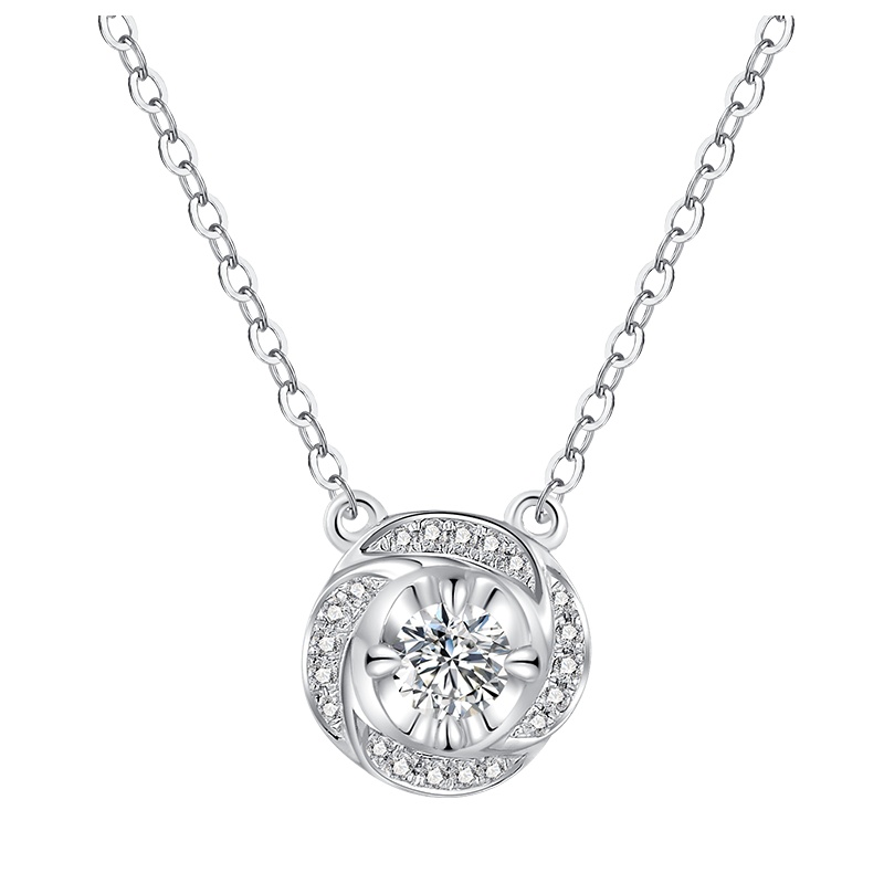 金至福 18K金钻石项链女锁骨链群镶显钻简约大方 生日礼物送老婆送女友 定制刻字