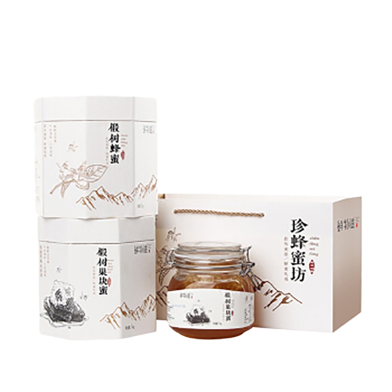 鲜物道 东北黑蜂椴树巢块蜜长白山双瓶礼袋装2000g