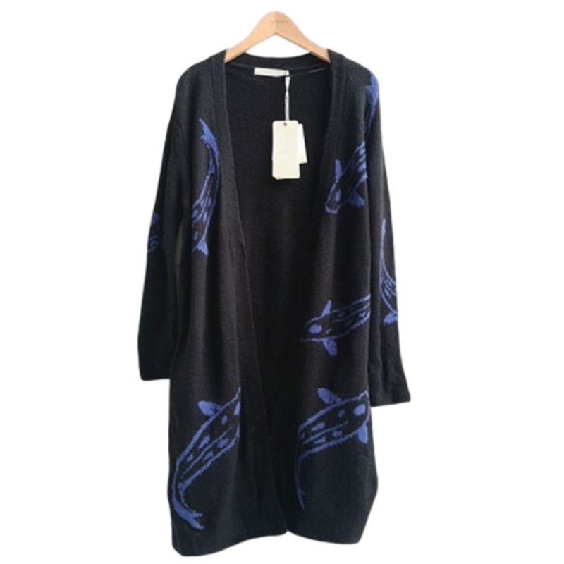 【福利款】拉夏贝尔UlifeStyle秋季新款通勤时尚撞色长袖中长款毛织外套女