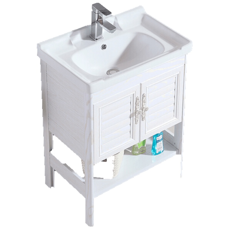 时尚家装落地式洗手盆台盆一体家用小户型洗脸盆柜组合卫生间洗漱台洗手池 放心购安心抵