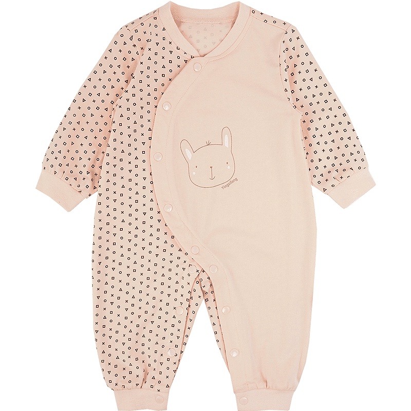 婴姿坊春季粉色春季系列圆领家居内衣女童开扣连体衣