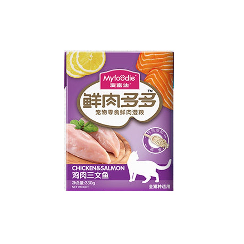 麦富迪宠物零食鲜肉湿粮鲜肉多多鸡肉+三文鱼330g*6成猫幼猫通用
